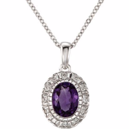 63562:297540:P 14kt White Amethyst & .06 CTW Diamond Necklace