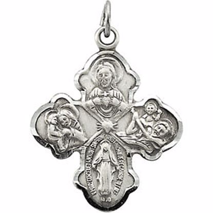 R41439:302044:P Sterling Silver 21x17.25mm Four-Way Cross Medal 18" Necklace