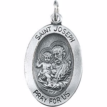 R5038:304389:P Sterling Silver 18.75x13.5mm St. Joseph Oval Medal