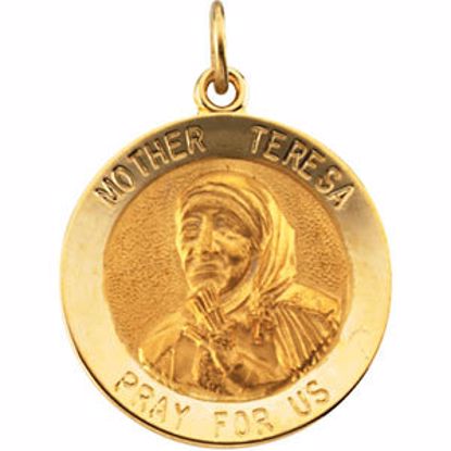 R41562:304295:P 14kt Yellow 18mm Mother Teresa Round Pendant Medal