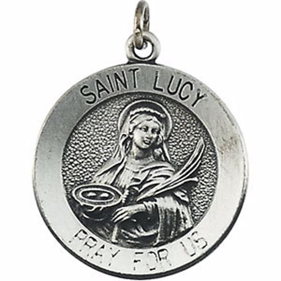 R16367:304642:P Sterling Silver 18.25mm Round St. Lucy Medal