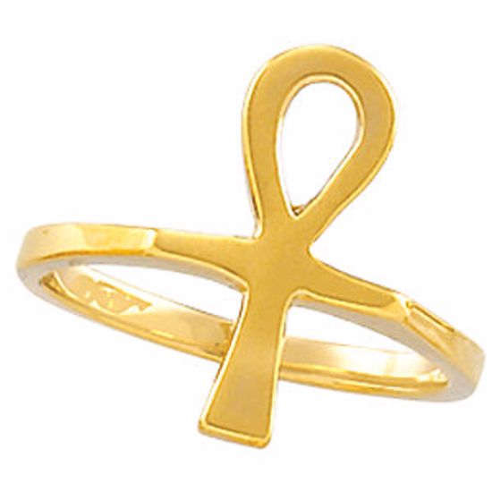 6069:6623:P 14kt Yellow Ankh Ring