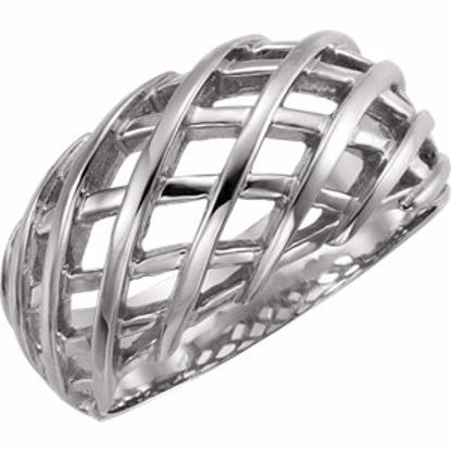 5445:25205:P 14kt White 11mm Latticework Dome Ring