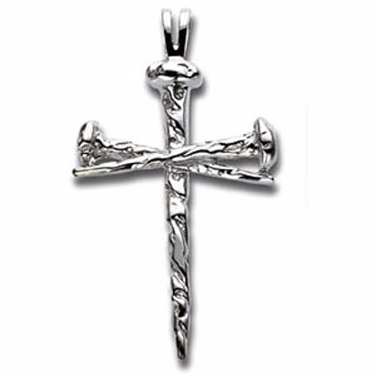 R8293:63432:P 14kt White 34x24mm Nail Design Cross Pendant