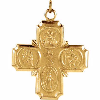 R5036:63234:P 14kt Yellow 25x24mm Four-Way Cross Medal