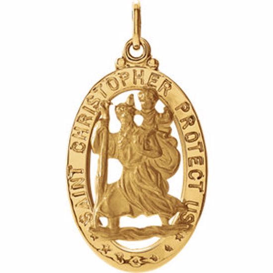 R5033:63227:P 14kt Yellow 21x15mm Oval St. Christopher Medal