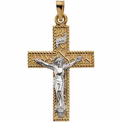 R4054:63172:P 14kt Yellow & White 29x20mm Crucifix Pendant