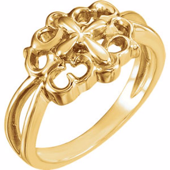 R7063:65570:P 14kt Yellow Cross Ring