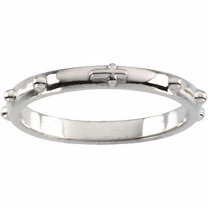 R16603:73991:P 14kt White Rosary Ring Size 7