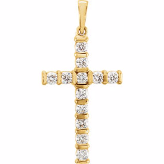 R80072D:76104:P 14kt Yellow Diamond Cross Pendant