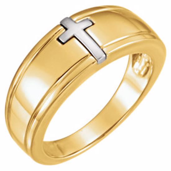 R7051:65592:P Two-Tone Cross Ring