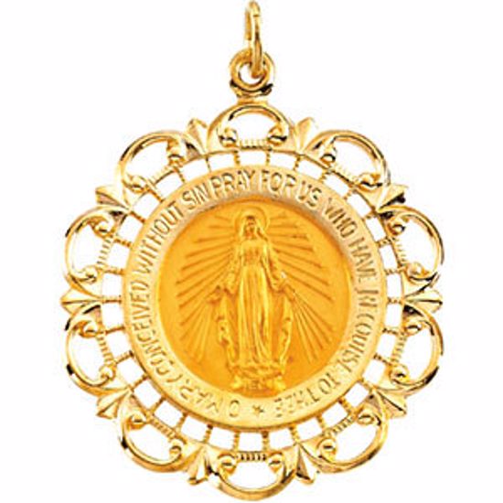 R16348:66818:P 14kt Yellow 31x27mm Round Miraculous Medal