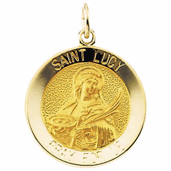 R16367:66831:P 14kt Yellow 18.25mm Round St. Lucy Medal