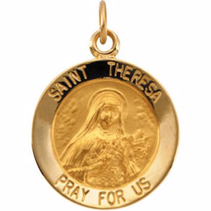 R5046:103858:P 14kt Yellow 15mm Round St.Theresa Medal