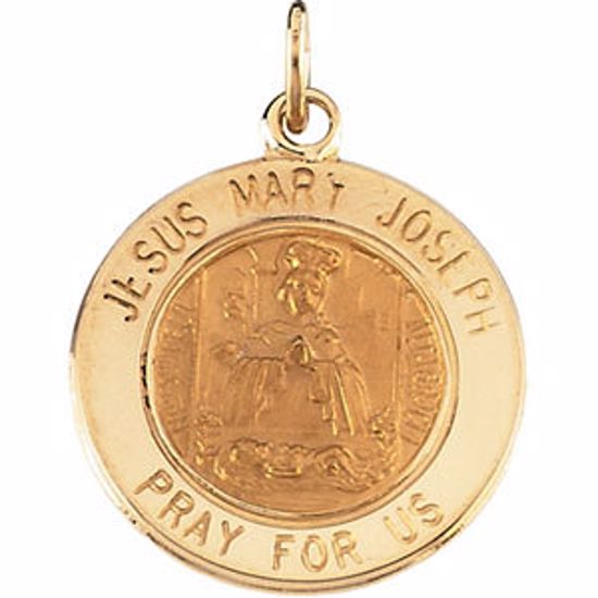 R16322:103803:P 14kt Yellow 15mm Round Jesus, Mary and Joseph Medal