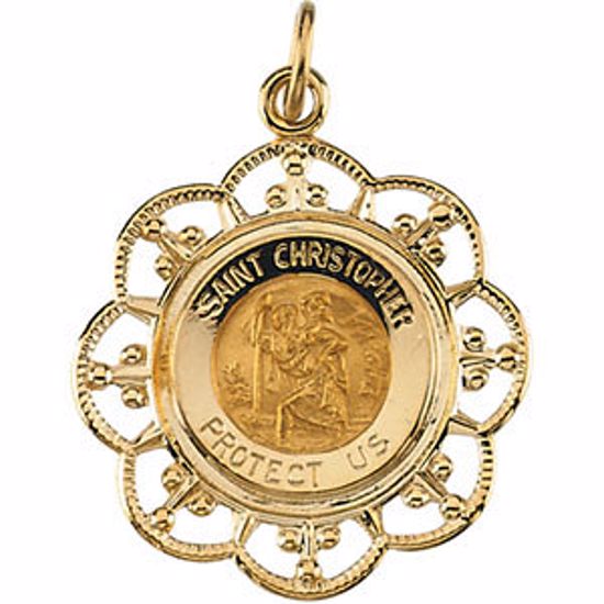 R16422:103994:P 14kt Yellow 23x20mm St. Christopher Medal