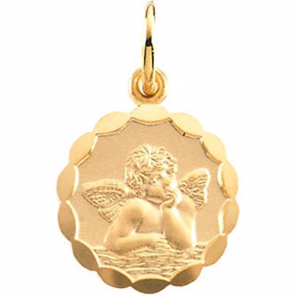 R16486:104039:P 14kt Yellow 12mm Angel Pendant