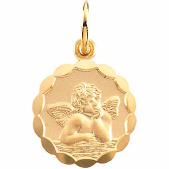 R16486:104039:P 14kt Yellow 12mm Angel Pendant