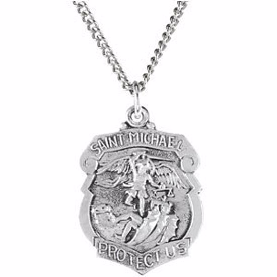 R5060:104221:P Sterling Silver 27x21mm St. Michael Medal