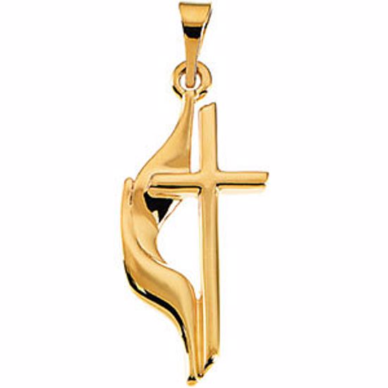 R16295:106493:P 14kt Yellow 19x10mm Methodist Cross Pendant 