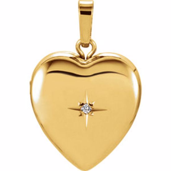 2388:106163:P 14kt Yellow .005 CTW Diamond Heart Shape Locket