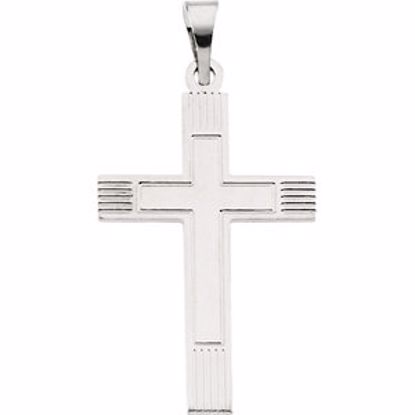 R4003:123056:P 14kt White 18X12mm Cross Pendant