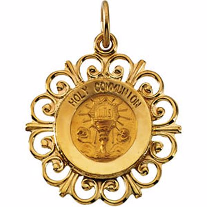 R16498:129561:P 14kt Yellow 20x18.5mm Holy Communion Medal