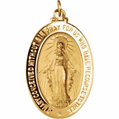 R5020:129587:P 18kt Yellow 29x20mm Oval Miraculous Medal