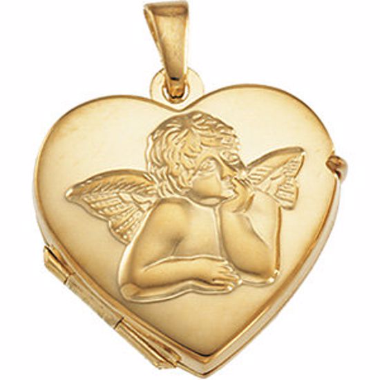 R16838:130044:P 14kt Yellow 17.5x18.5mm Heart Angel Locket