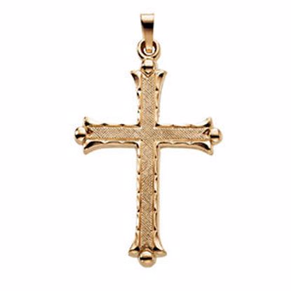 R16001:129380:P 14kt Yellow 33x23.5mm Hollow Cross Pendant