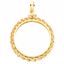 CF38SR:120167:P 14kt Yellow 22x1.8mm Screw Top Rope Coin Frame Pendant for 1/4 Ounce American Eagle, 1/4 Ounce South African Rand, or 1/4 Ounce Chinese Panda