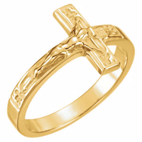 R16613:141191:P 14kt Yellow Crucifix Chastity Ring Size 7