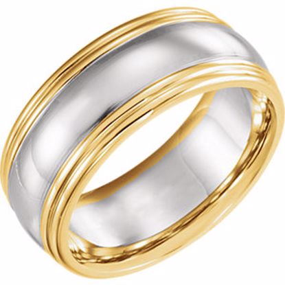 5968:142090:P 14kt White & Yellow 8mm Design Band Size  10