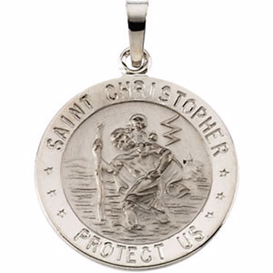 R5024:144031:P 14kt White 18mm St. Christopher Medal