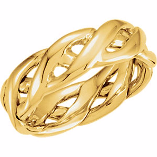 50051:144788:P 14kt Yellow 6.5mm Hand Woven Band Size 6 