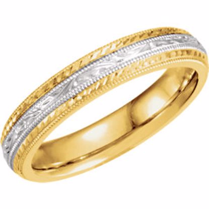 50058:144864:P 14kt Yellow & White Two-Tone Hand-Engraved Band
