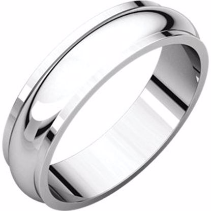 HRE9:149355:P 10kt White 5mm Half Round Edge Band