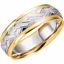 50078:179125:P 14kt Yellow & White 7mm Patterned Band Size 11