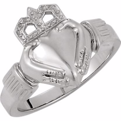 10583:183079:P Platinum 14.5x10.5mm Ladies Claddagh Ring
