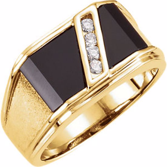 60939:209532:P 14kt Yellow Men's Onyx & 1/8 CTW Diamond Ring