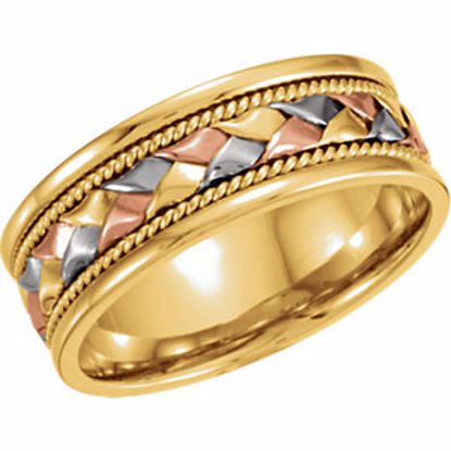 50054:212302:P 14kt Tri-Color 8mm Hand-Woven Comfort Fit Band Size 6.5
