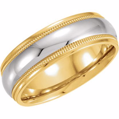 50168:222621:P 18kt Yellow & Platinum 6mm Comfort-Fit Milgrain Band Size 7