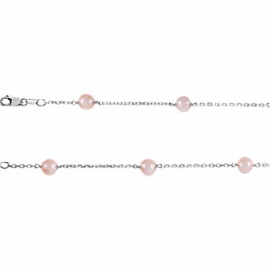 CH351:222986:P Sterling Silver Freshwater Cultured Pink Pearl 18" Necklace