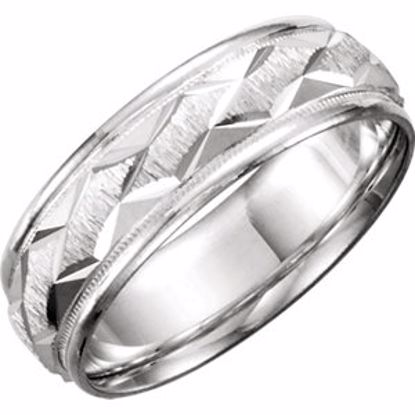50184:235818:P 14kt White 7mm Design Band Size 10.5