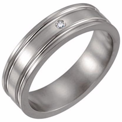 120354:241809:P Titanium .025 CTW Diamond Grooved 6mm Band Size 9 