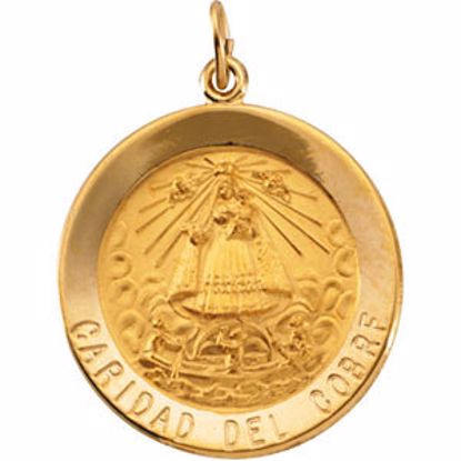 R16340:254257:P 14kt Yellow 25mm Round Caridad del Cobre Medal
