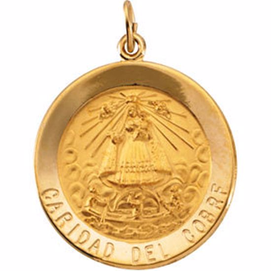 R16340:254257:P 14kt Yellow 25mm Round Caridad del Cobre Medal