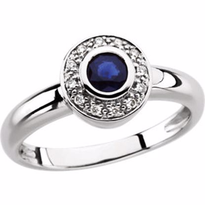 61546:261834:P Blue Sapphire & Diamond Halo-Style Ring