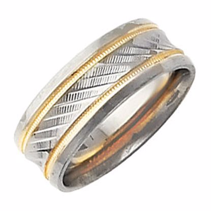 50408:277038:P 14kt White & Yellow Design 7mm Band Size 11