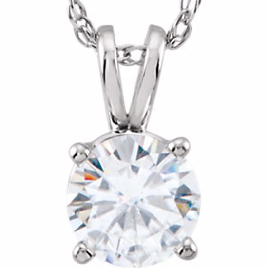 63264:289963:P 14kt White 6mm Round Forever Classic™ Moissanite 18" Necklace